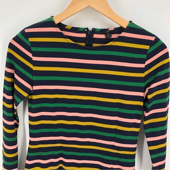 J. Crew Dress Womens 0 Striped Long Sleeve Multicolor Midi Colorful Teacher Work - Picture 6 of 15